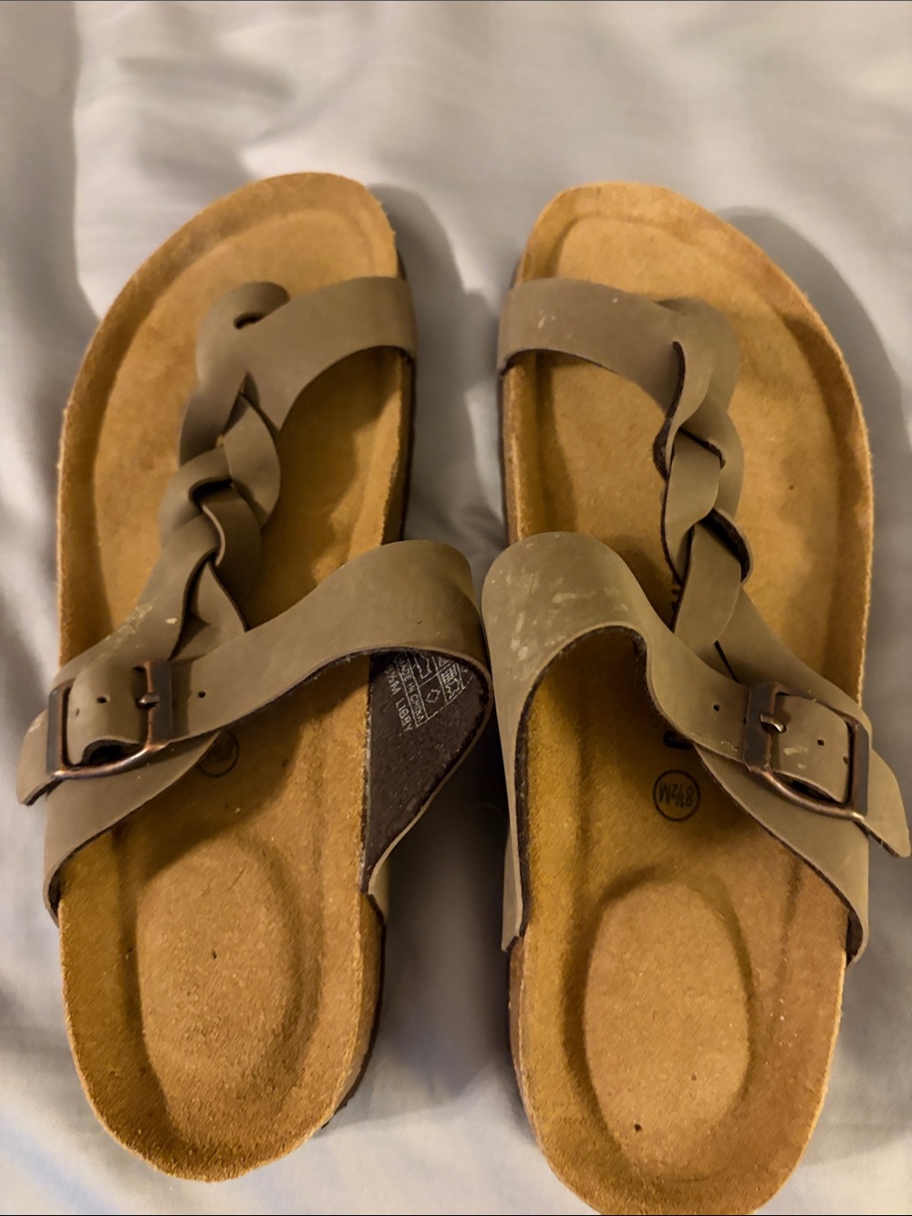 Women's Braided Strap Buckle Sandals in Taupe